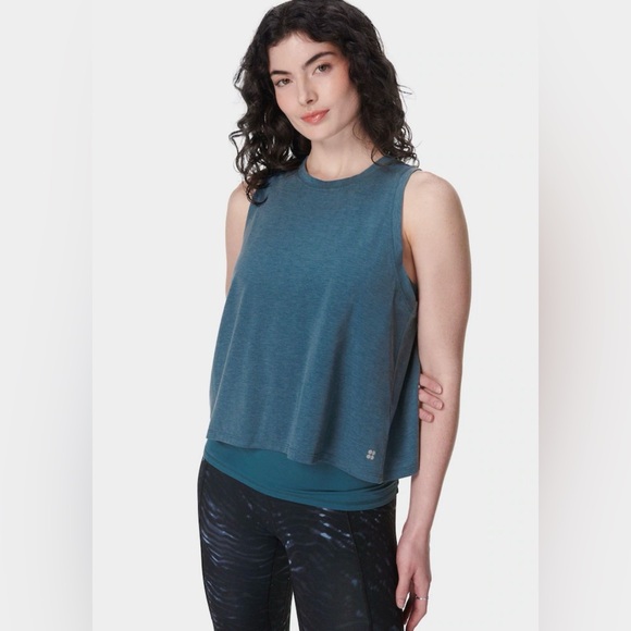 Sweaty Betty Blue Soft Flow 2-In-1 Bra Tank - Picture 1 of 8
